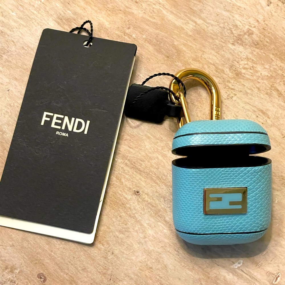 💕Fendi Teal Blue leather IPod holder NWT